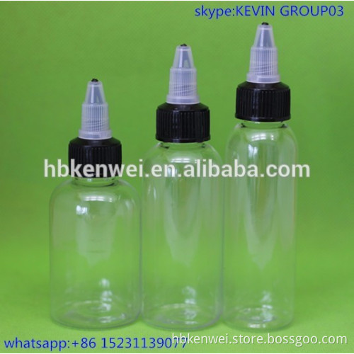 60ml e liquid PET bottle with twist off cap e cig pet dropper bottle with paper box packaging